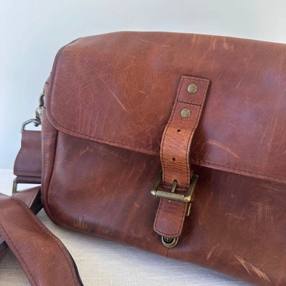 ONA The Bowery Leather Camera Bag Messenger Crossbody Antique Cognac Brown