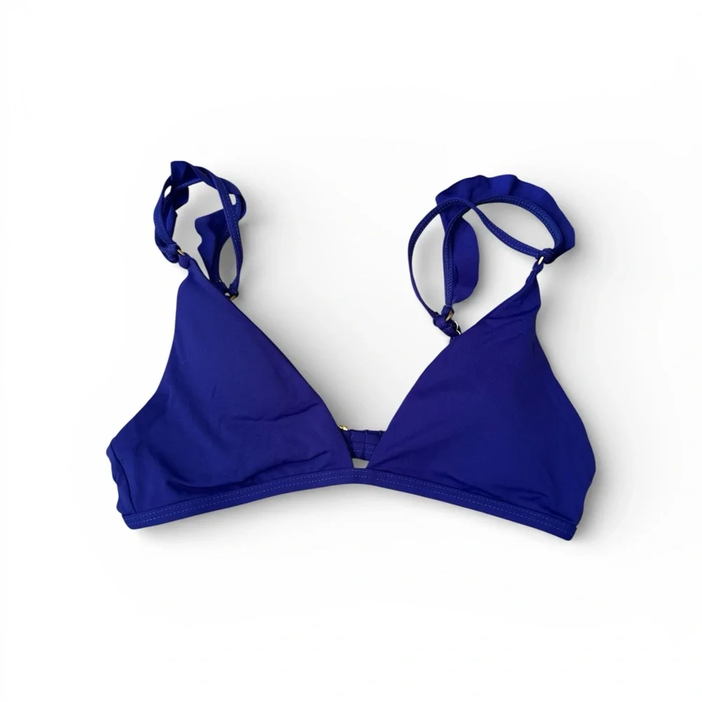 NWOT L*Space ruffle bikini top royal blue