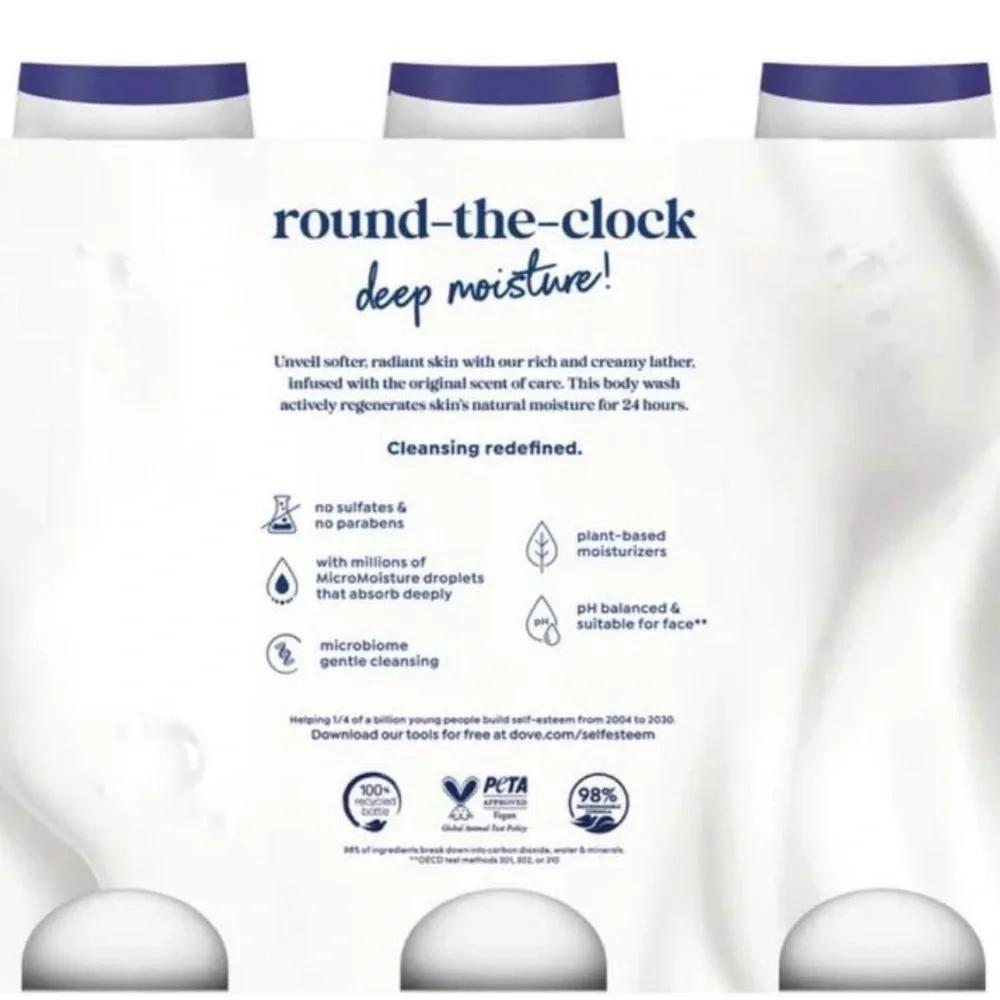 Dove Deep Moisture Body Wash 3-pack 23oz each (69oz Total) Hydrating Shower Gel