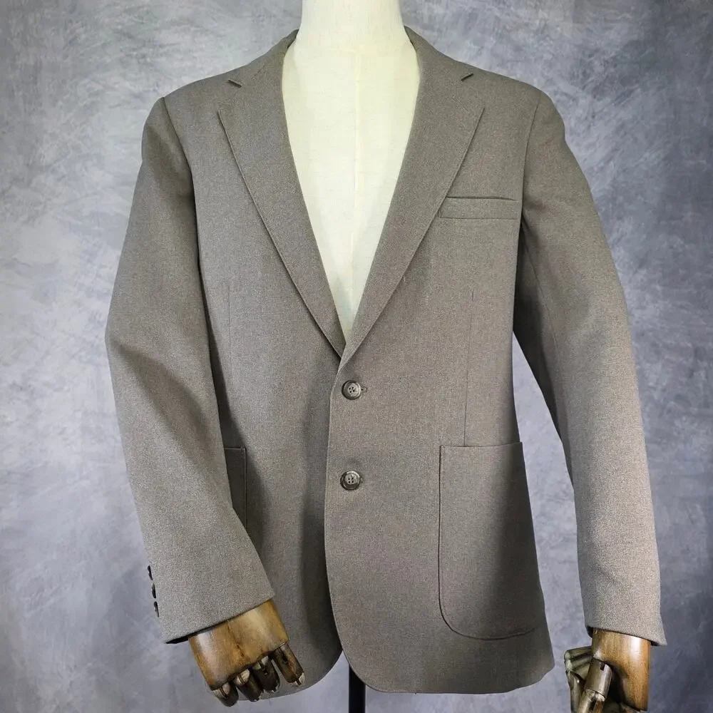 Vintage Levis Blazer Mens 42R Tan Trim Cut Sta-Prest Action Suit Sport Coat Prep