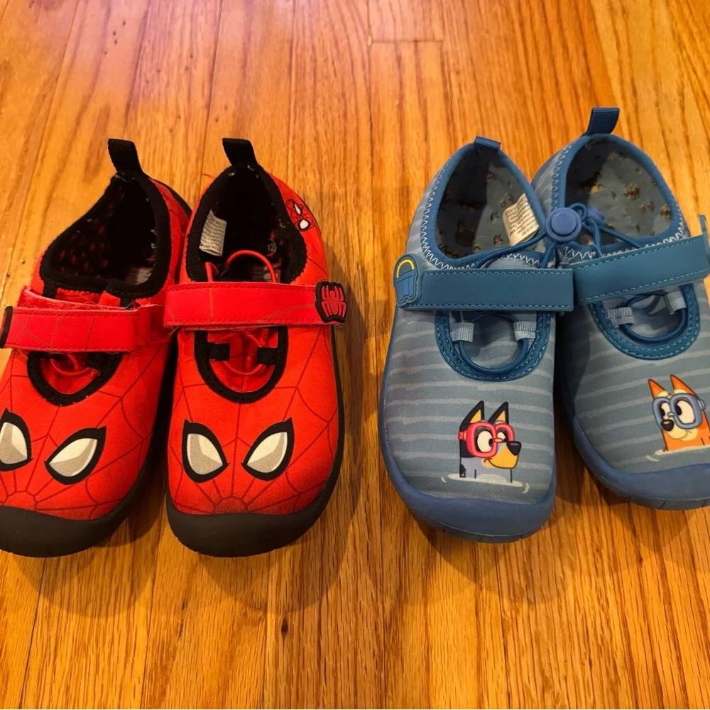 Spiderman & Bluey Swim / Water Shoes Size 11-12 BUNDLE DEAL
