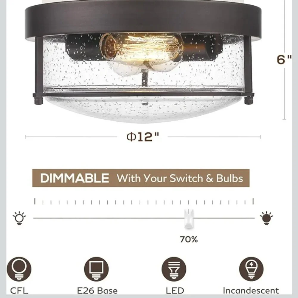 Rustic Farmhouse Industrial Oil Rubbed Bronze Light Fixture
