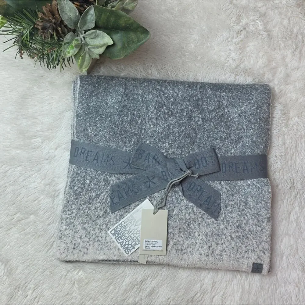 🚨NEW BAREFOOT DREAMS Cozychic Lite Confetti Scarf Gray Soft