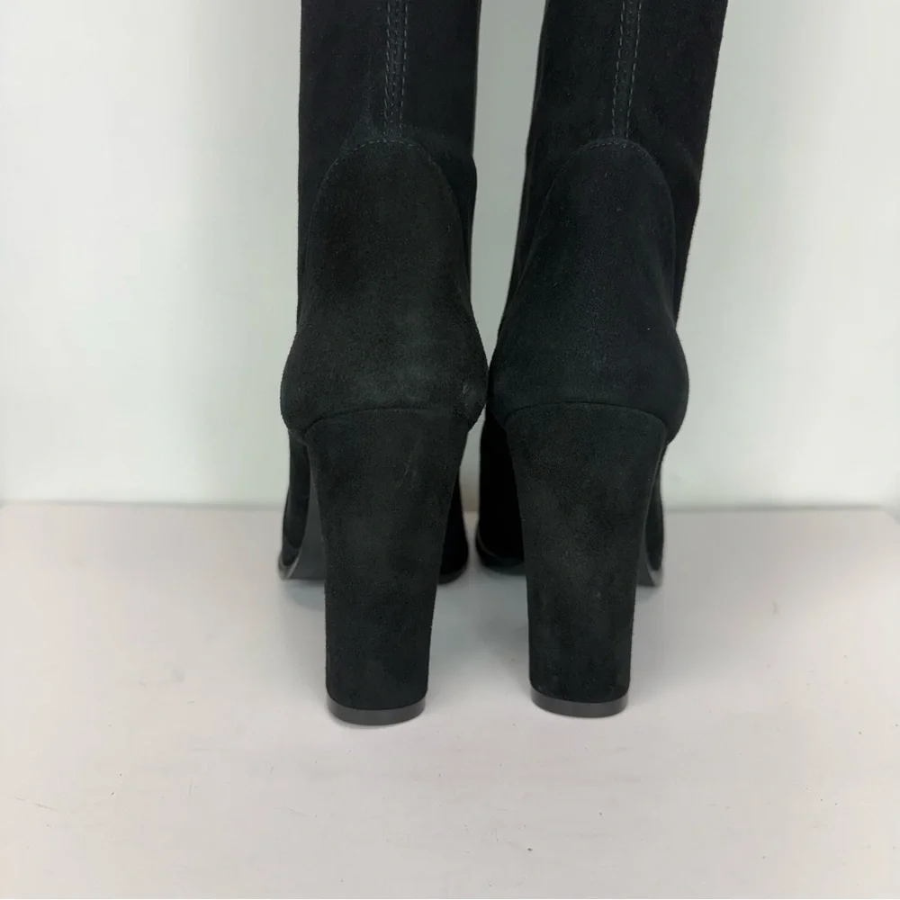 New Stuart Weitzman Highland Over The Knee Boot Black Suede Sz 9