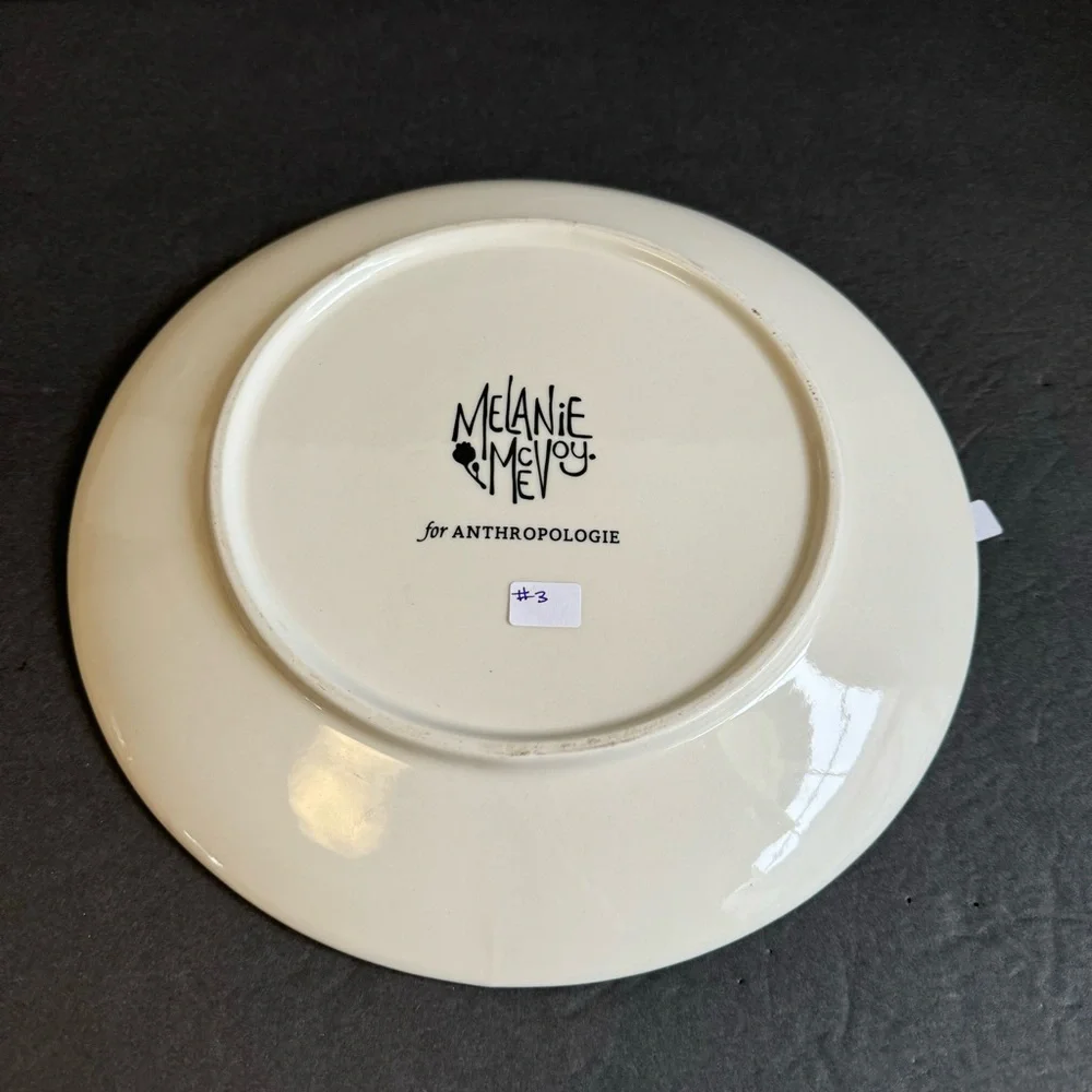 Anthropologie Melanie Mcevoy Dinner Plate Floral Blue Green Artist Collaboration