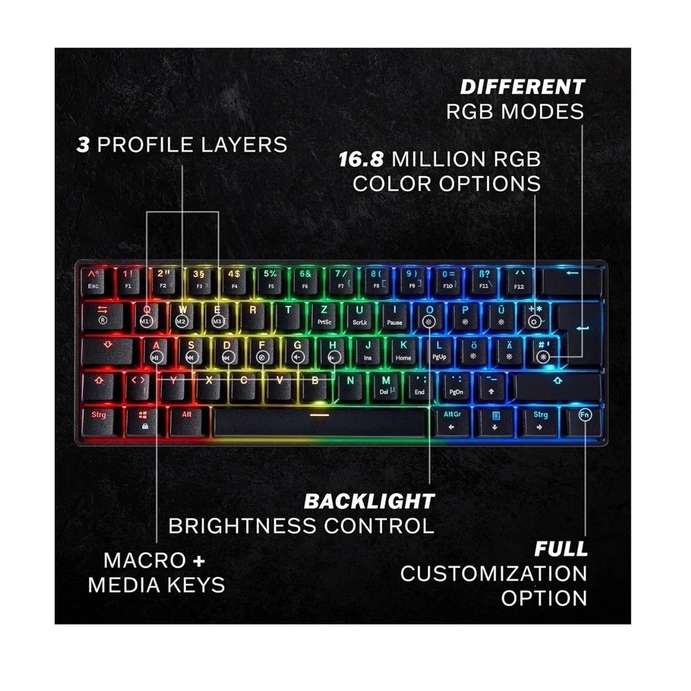 HK Gaming GK61 60% Optical Gaming Keyboard RGB Backlit Hot Swappable‎