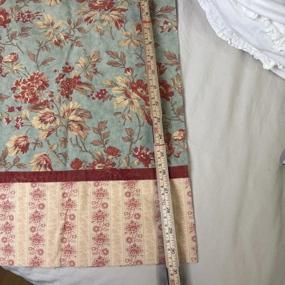 Vintage Homemade Pillowcases Cotton Floral Roses On Teal French‎ Country Cottage