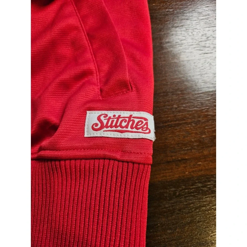 Chicago Bulls Full Zip Up Red White Lined Track Jacket W Pockets Mens 2 XL