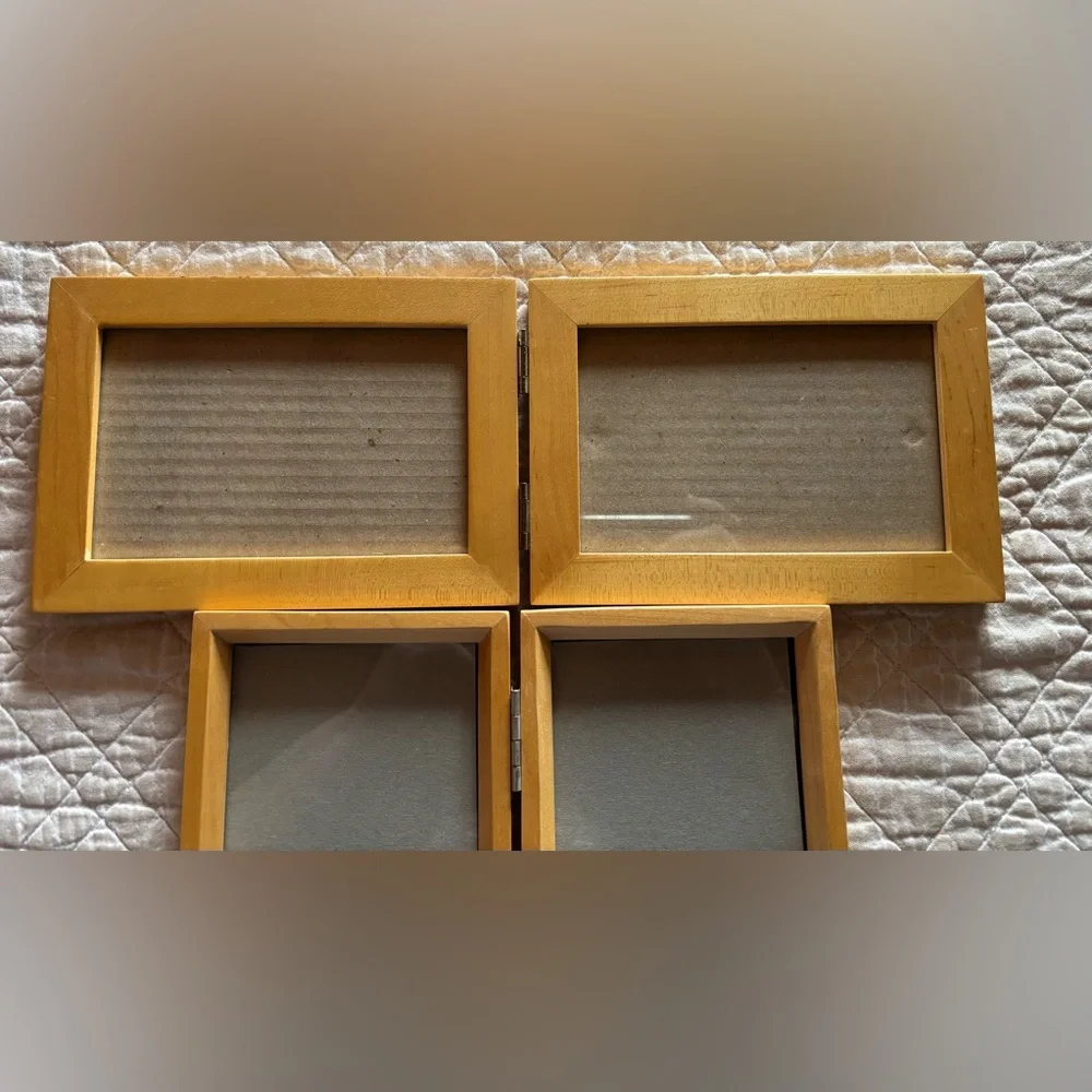 Made in Thailand Bundle of 2 Natural Wood Double Hinged Frames 4x6 Photo Size