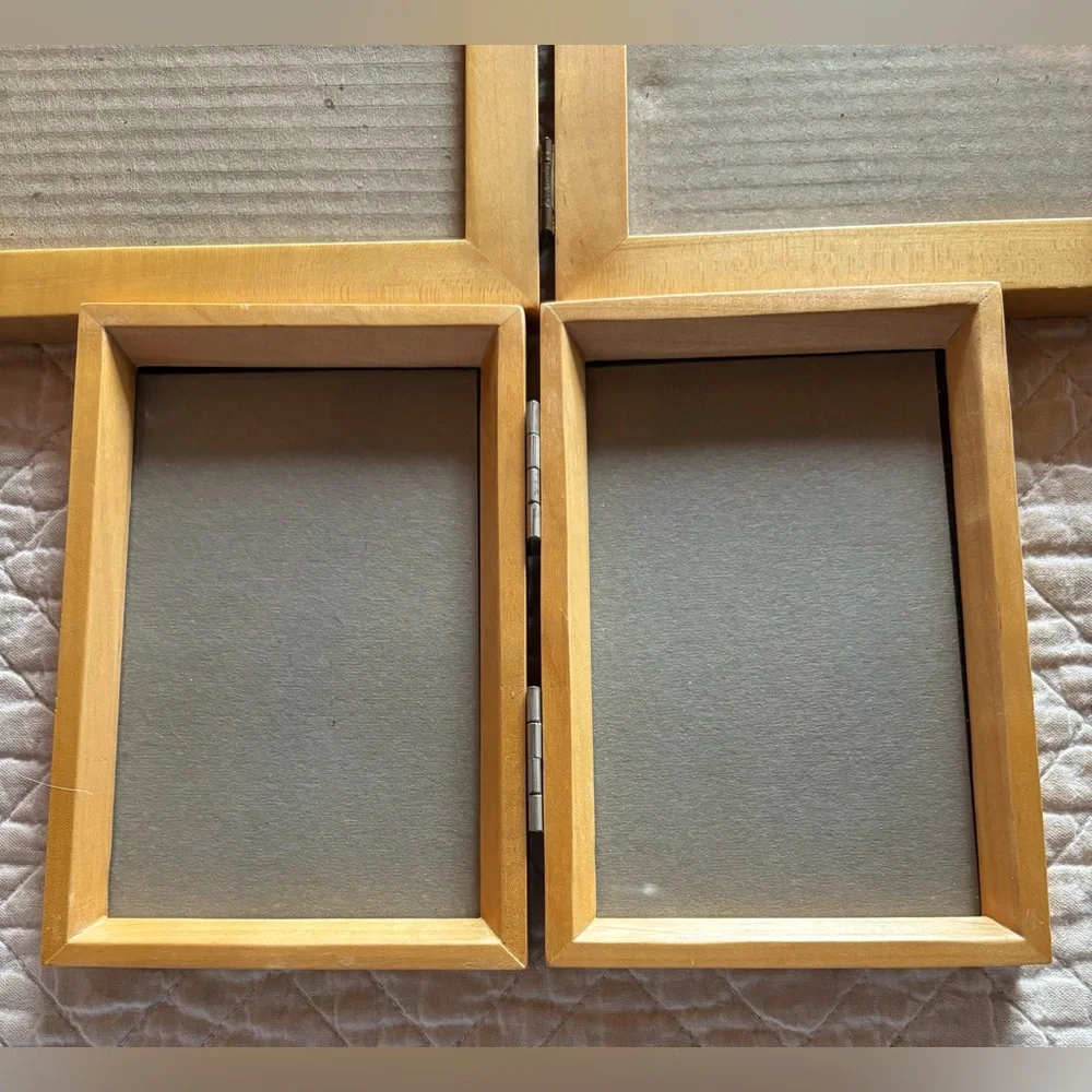 Made in Thailand Bundle of 2 Natural Wood Double Hinged Frames 4x6 Photo Size