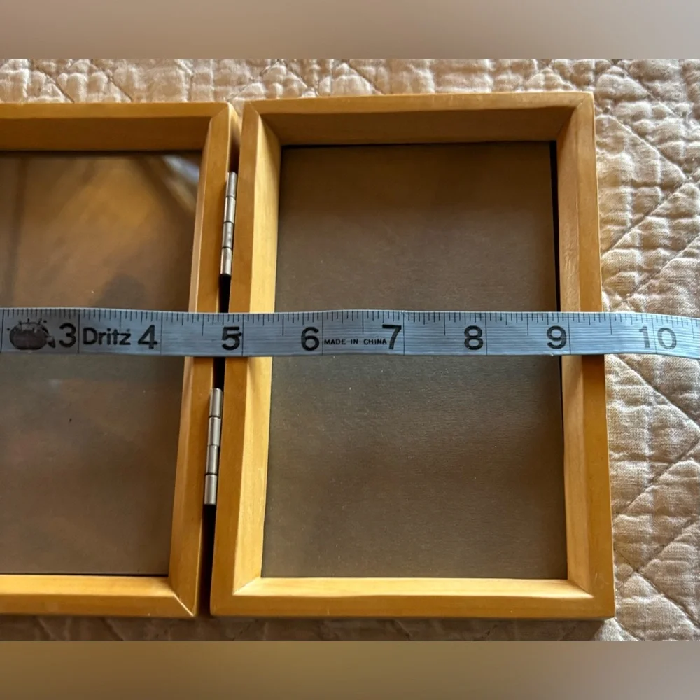Made in Thailand Bundle of 2 Natural Wood Double Hinged Frames 4x6 Photo Size