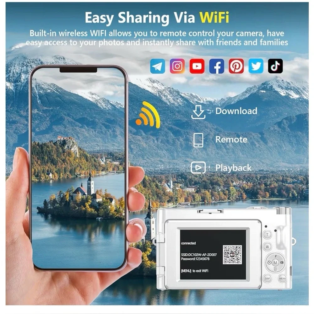 4K Ultra HD Digital Camera White NEW