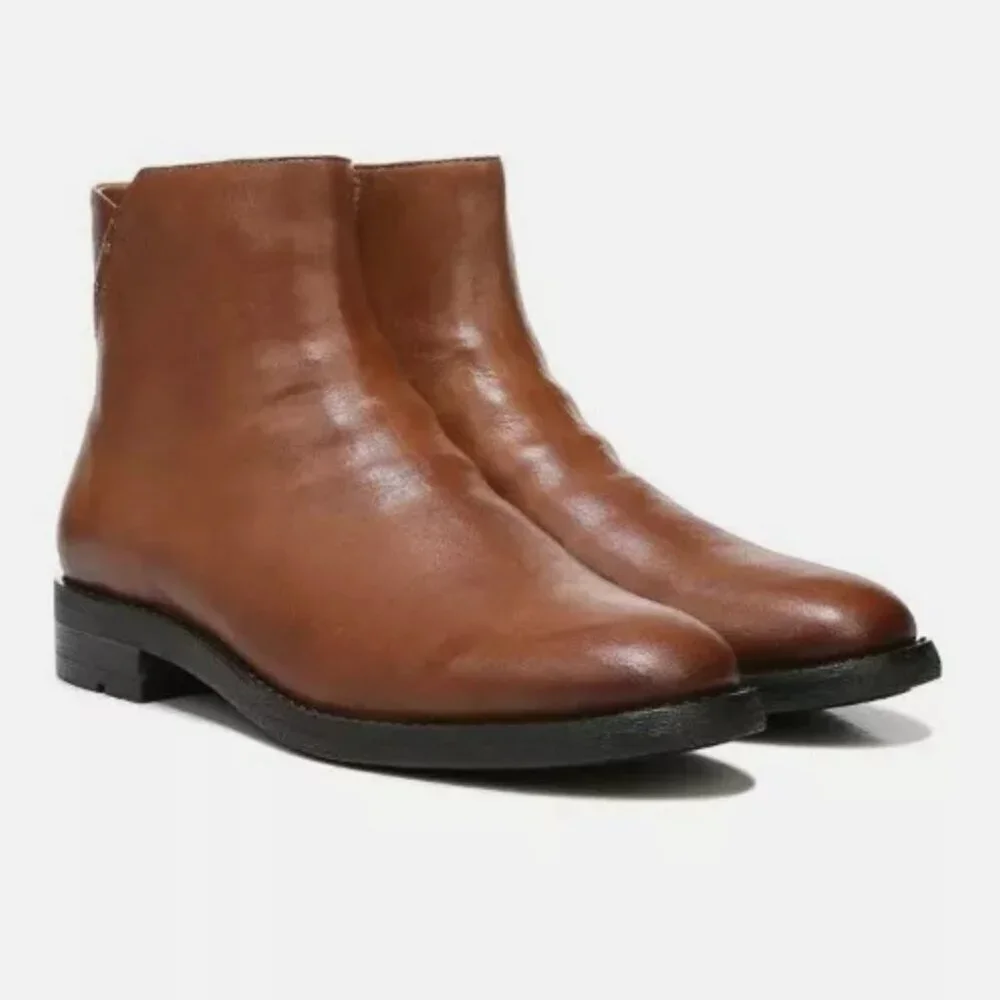 Franco Sarto Mobi Ankle Bootie Cognac Brown Leather Women's shoes