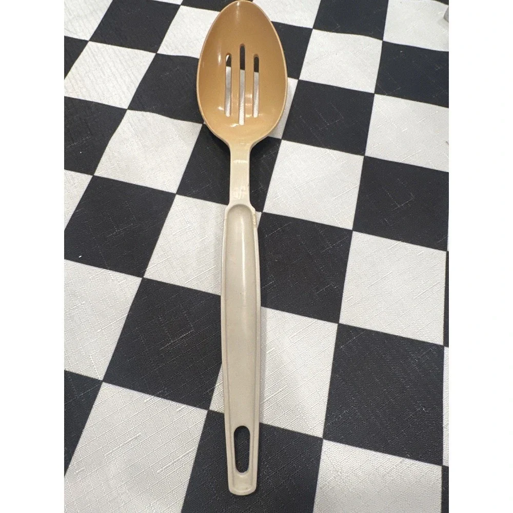 Ekco USA Slotted Spoon Utensil Beige Kitchen Cooking Serving Utensil VTG
