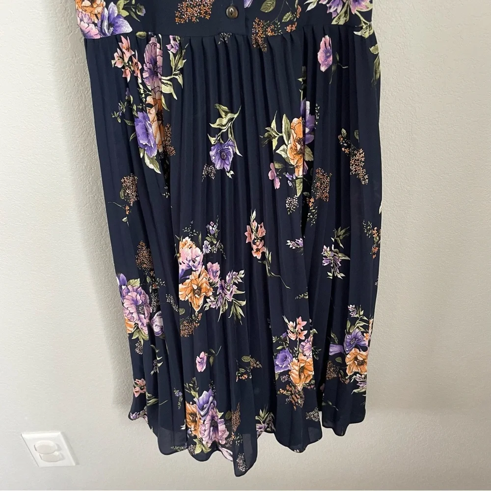 Xhilaration Black Floral Midi Dress XS Purple Blue Spaghetti Strap Boho Summer
