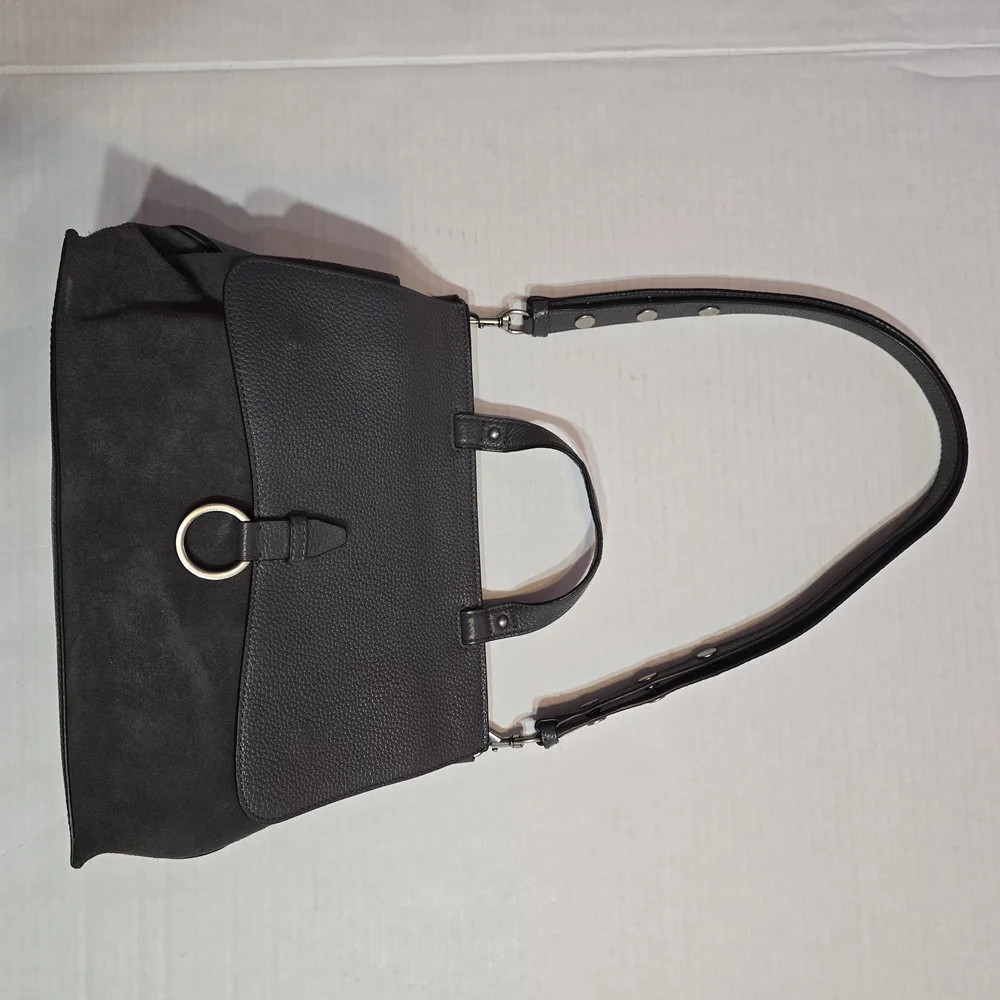 Rebecca Minkoff Medium Keith Grey Leather & Suede Messenger Satchel