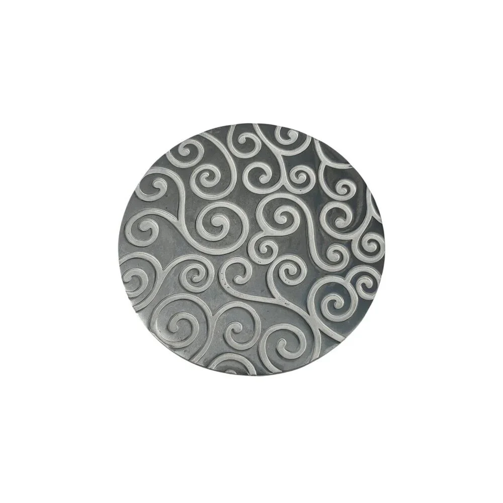 IKEA Metal Trivet Swirl Pattern 5” Round Hot Plate Silver Tone Modern Kitchen