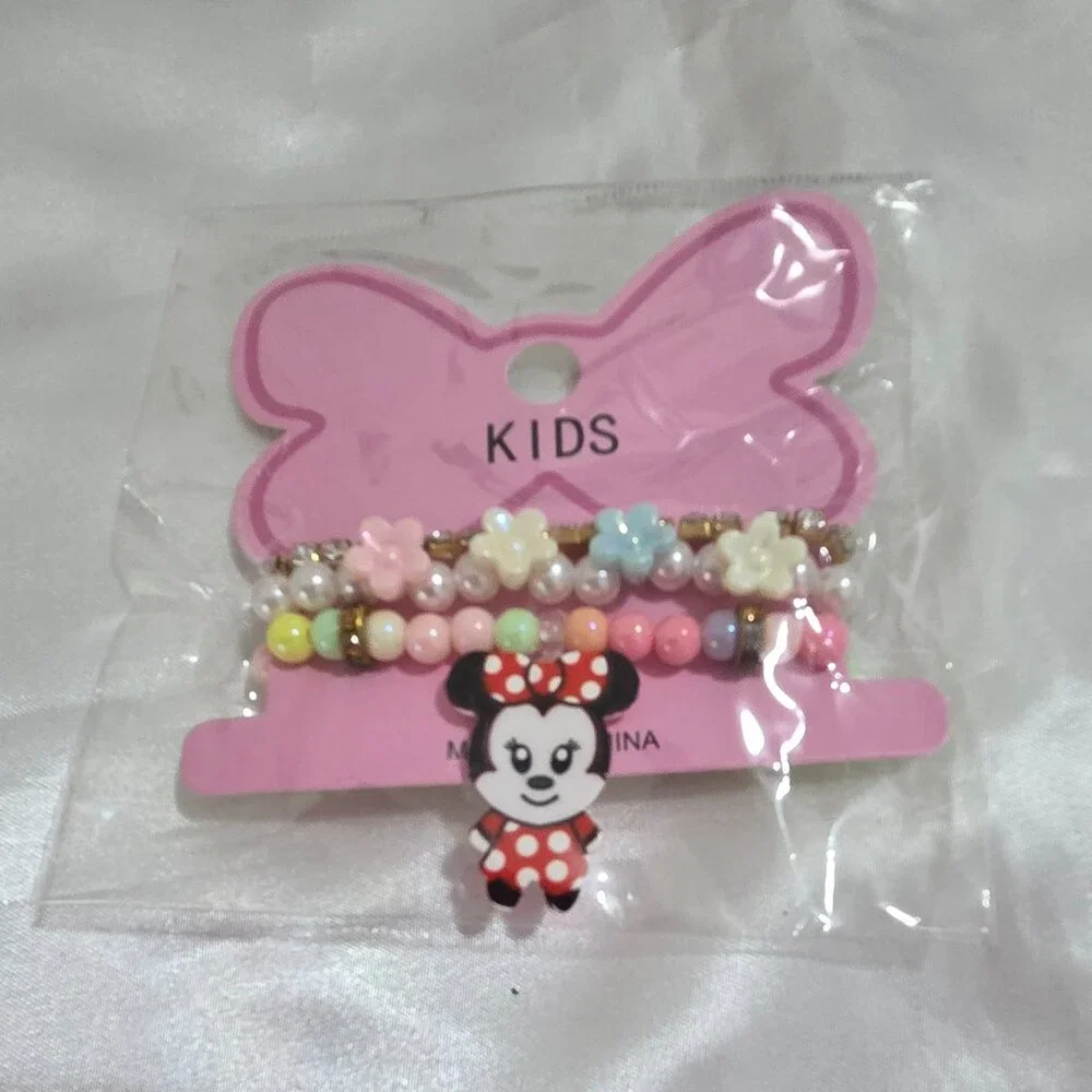 Kids Minnie Style Bracelet Lot 8PCS Colorful Beaded Rhinestone Girls Jewelry Set