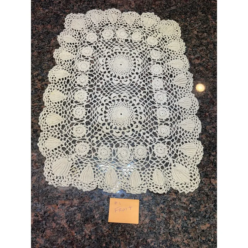 Vintage Handmade Lace Doily Rectangle 17