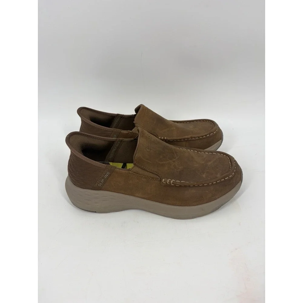 Skechers Shoes Mens 9 Slip-ins Parson Oswin Brown Leather Slip On 204866
