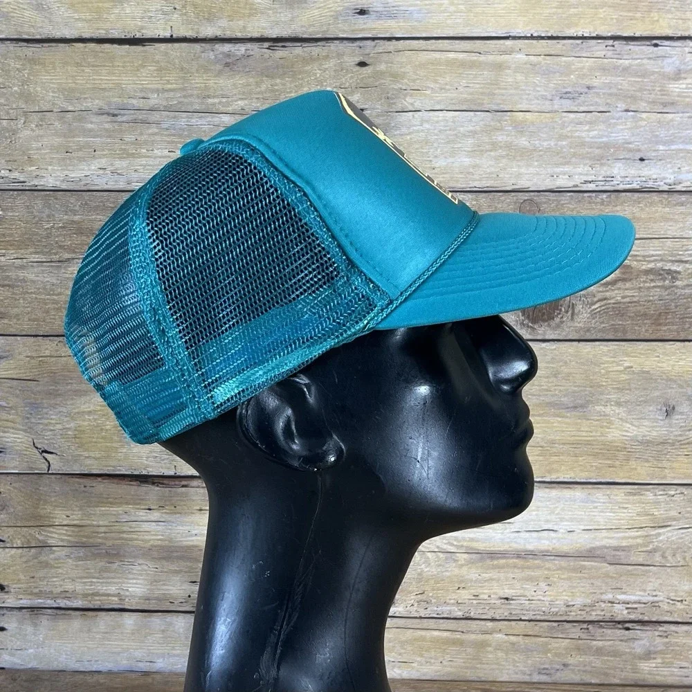 Hans Hedemann Surf School Trucker Hat Teal Blue Mesh Snapback Nissun Cap Vintage