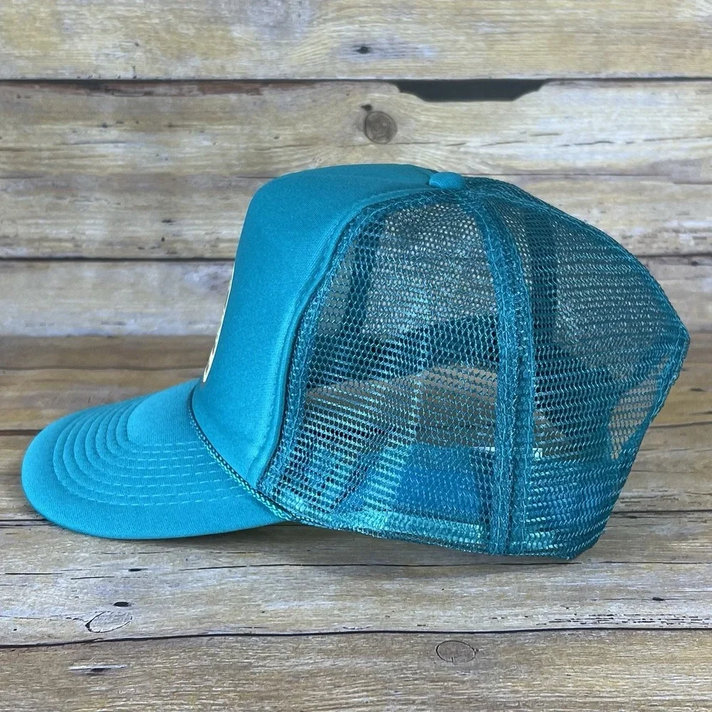 Hans Hedemann Surf School Trucker Hat Teal Blue Mesh Snapback Nissun Cap Vintage