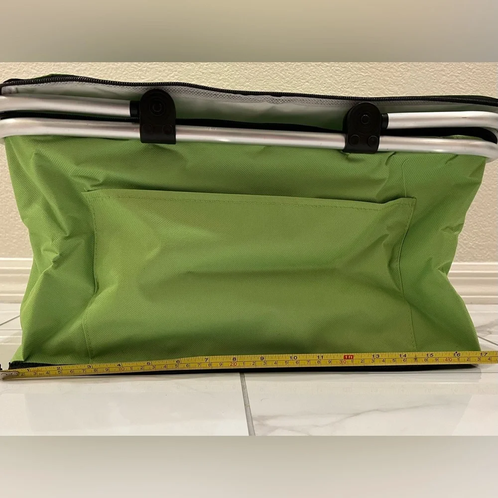Green Foldable Insulated Picnic Basket Tote