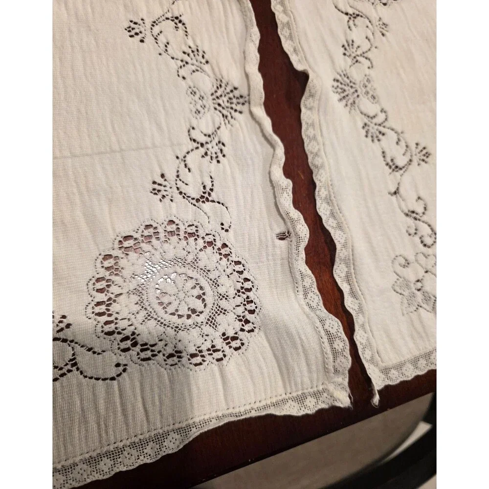 Vintage Cotton Cutwork Napkins Lace Floral Pattern Set of 6 - 14