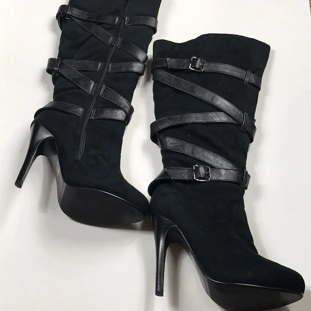 Boots De Blossom collection Black Women Shoes Size 5.5