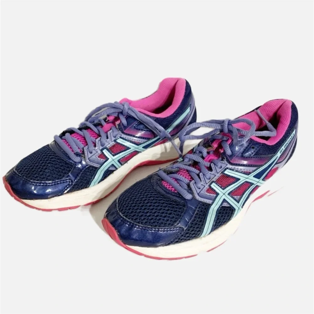 Asics Gel-Contend 3 T5F9N Running Athletic Walking Lace Up Shoes Pink/Teal/Navy