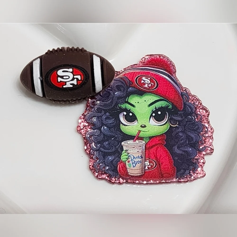 Football‎ Flatback Beads Crafts Badge Keychain San Fran Bag Clip Magnet Pin