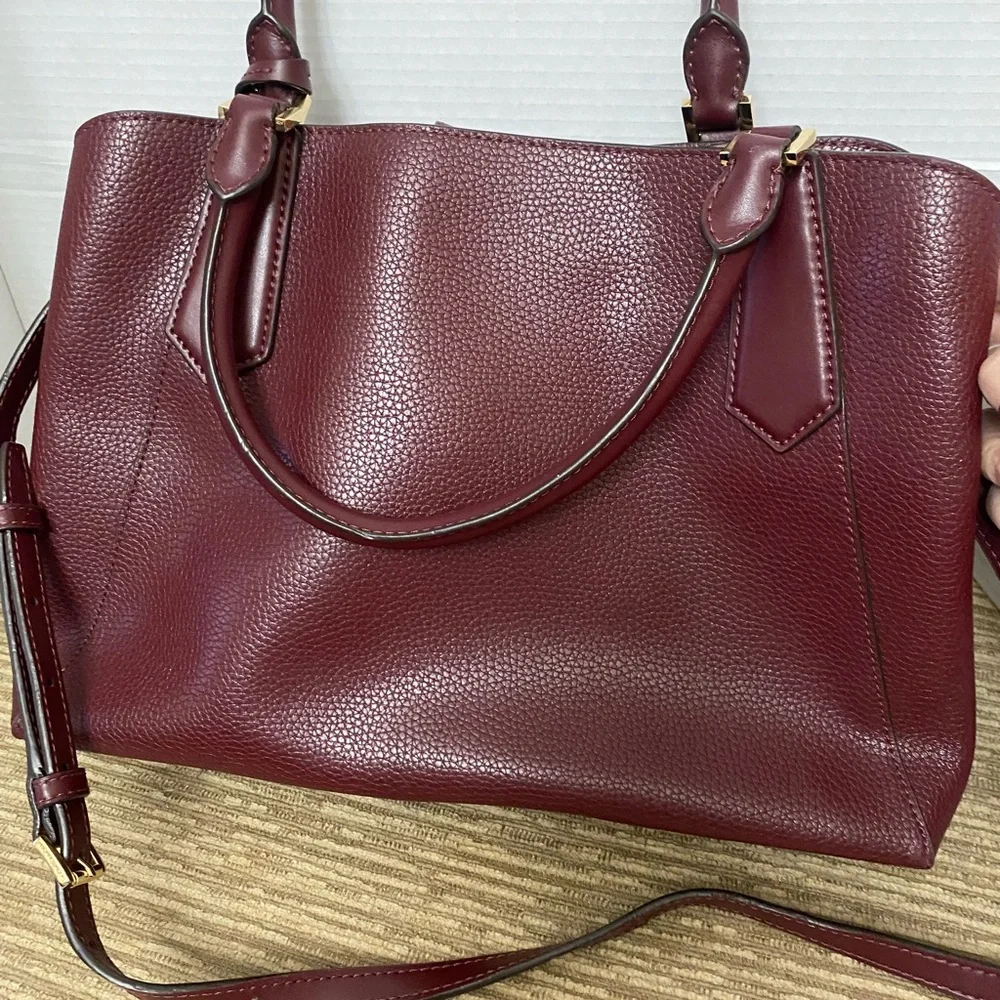 Michael Kors Maroon Leather Satchel with Gold Hardware