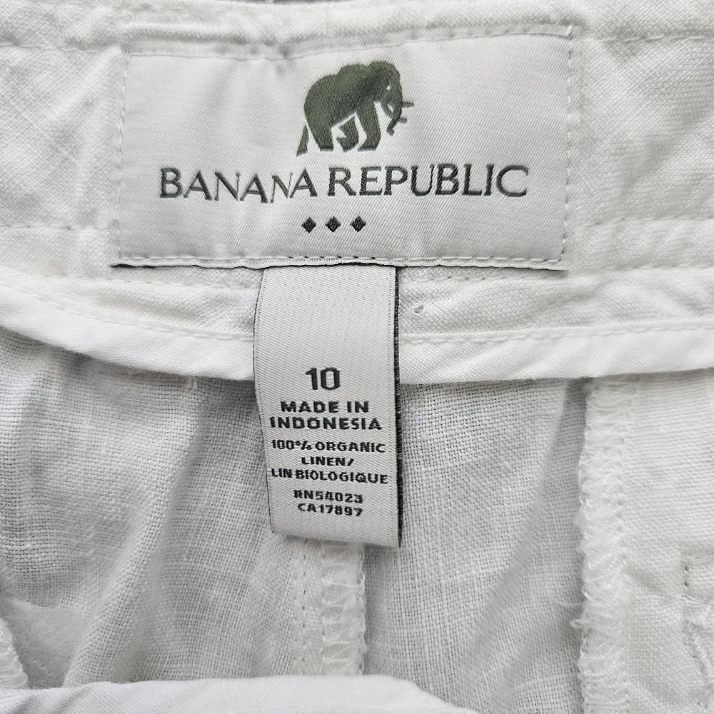 Banana Republic 100% Organic Linen Pants Cream Wide Leg Womens Size 10 Coastal