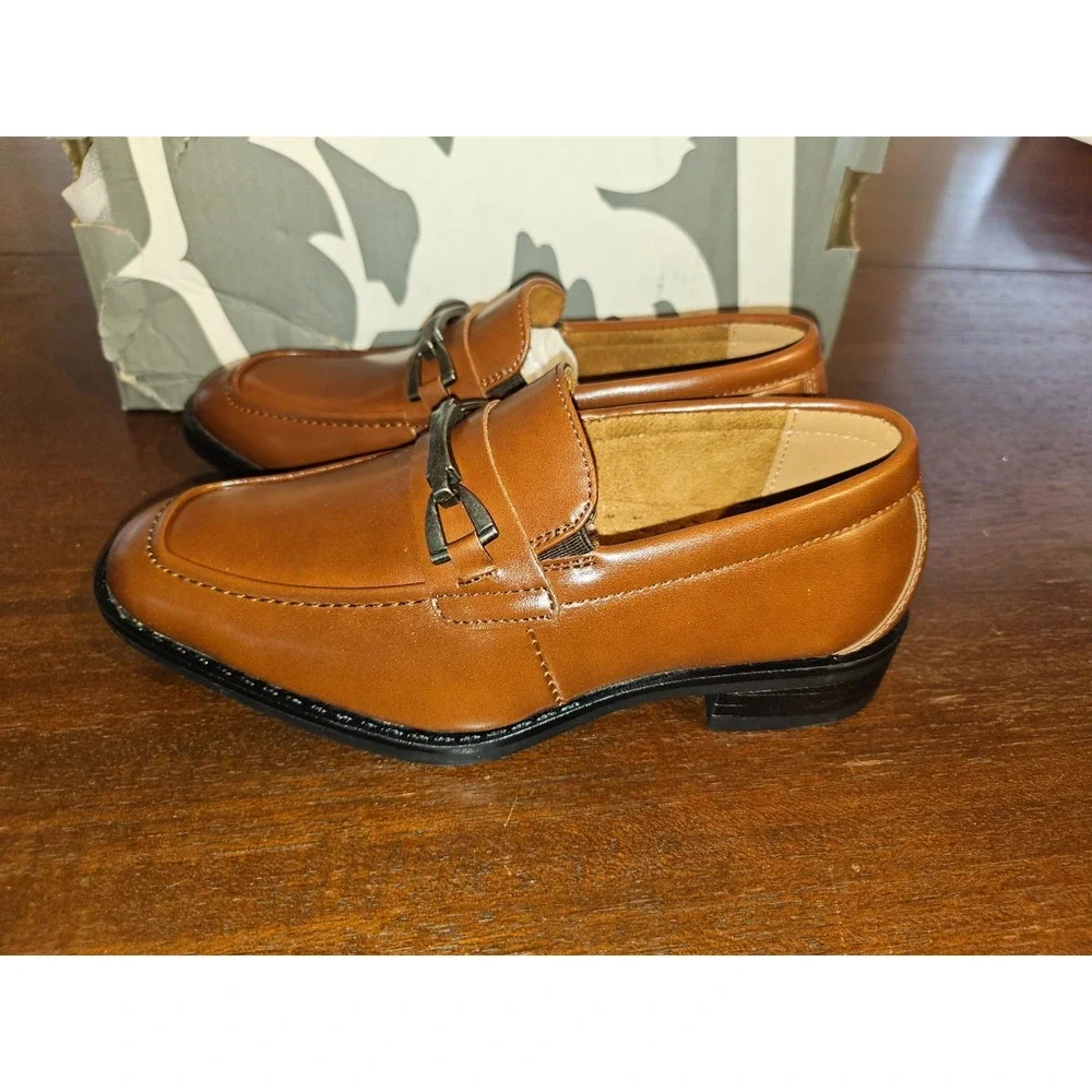 Stacy Adams Boy's Kaylor Slip-On Loafer Dress Shoe Size 12M Cognac‎
