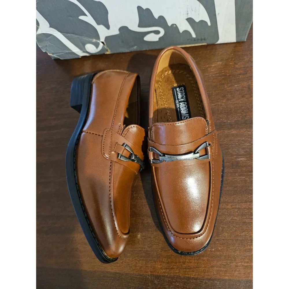 Stacy Adams Boy's Kaylor Slip-On Loafer Dress Shoe Size 12M Cognac‎