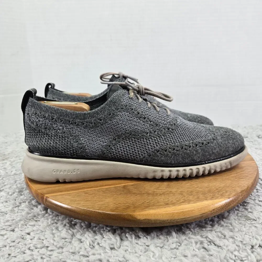 Cole Haan Mens 10M 2.ZeroGrand Gray Stitchlite Business Casual Wingtip Oxford