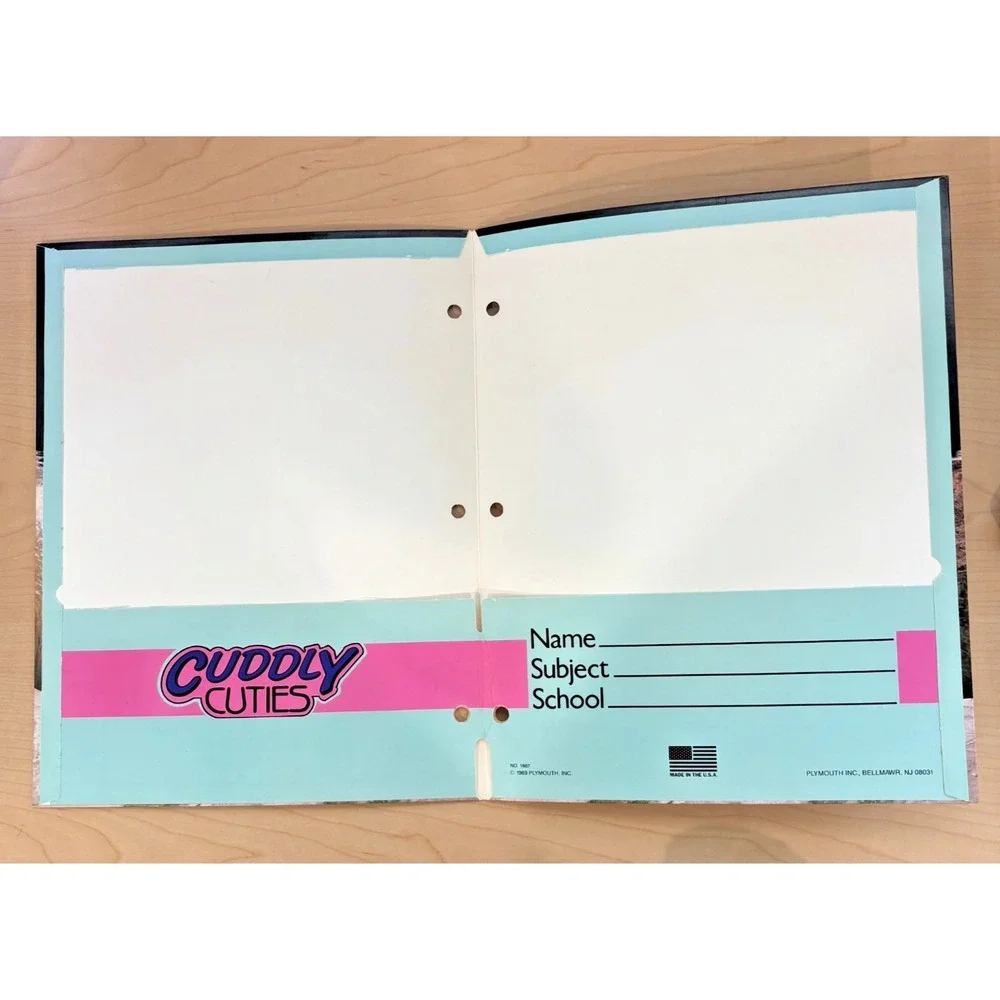 Vintage Cuddly Cuties Polar Bear 2 Pocket Folder School Binder 80s 90s USA