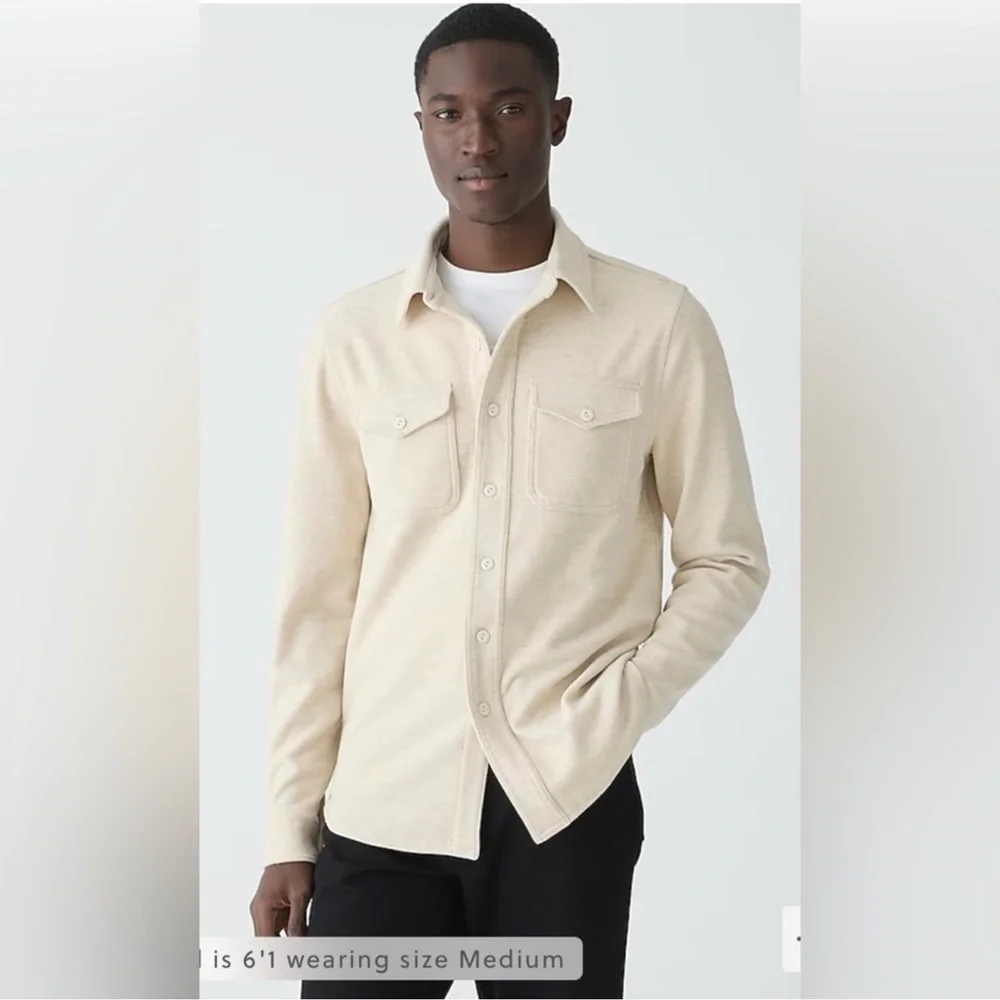 J.Crew Seaboard soft-knit shirt in heather ecru