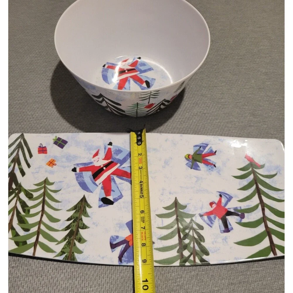 Gibson Home Snow Angel Santa - Christmas Serving Set - Tray & Bowl
