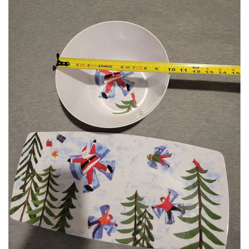 Gibson Home Snow Angel Santa - Christmas Serving Set - Tray & Bowl