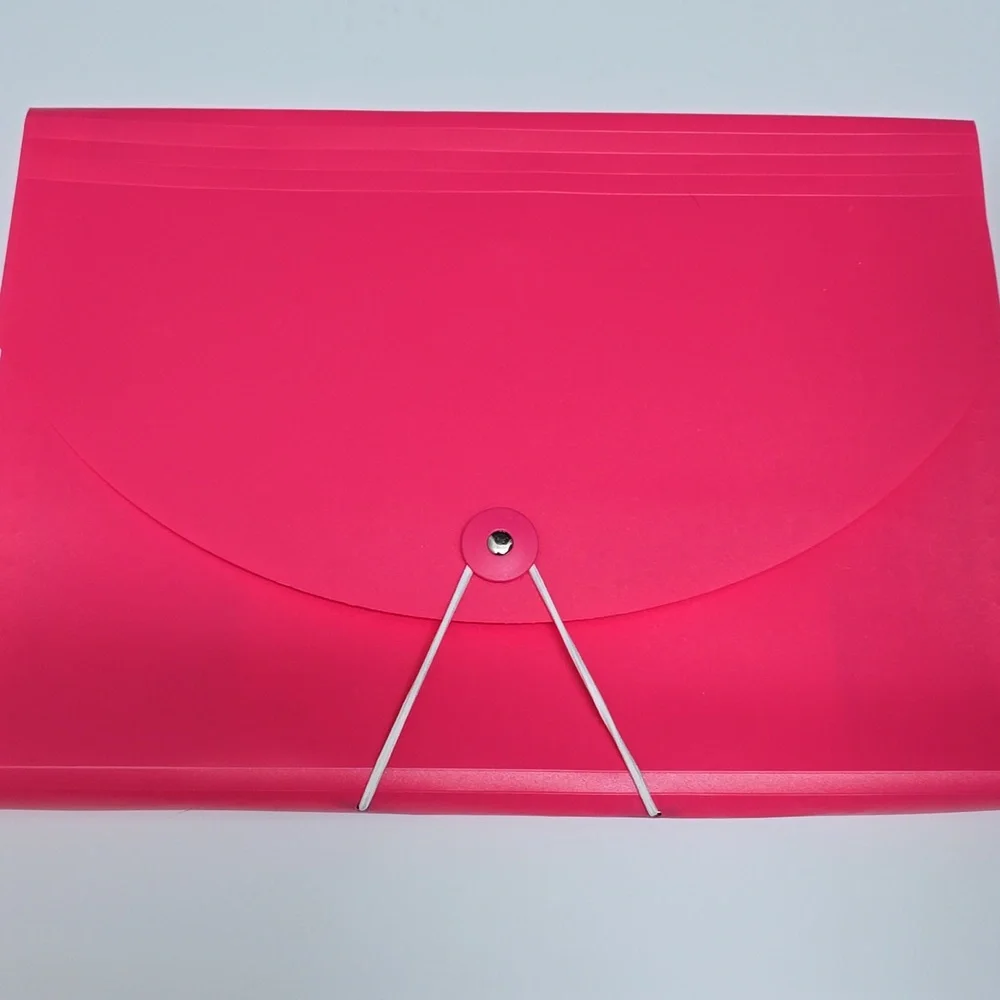Red-Pink 5 Pocket Accordian File Folder