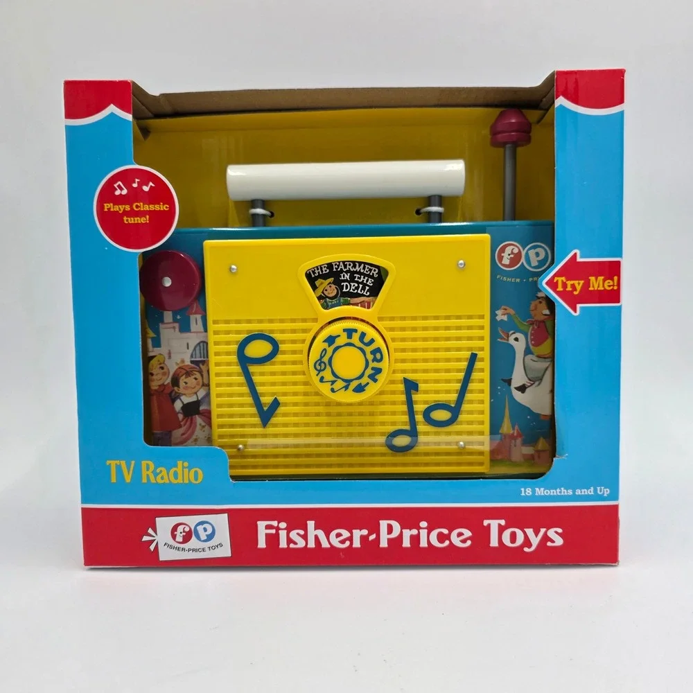 Fisher Price Toys TV Radio Plays Classic Tune Farmer in the‎ Dell Yellow Blue