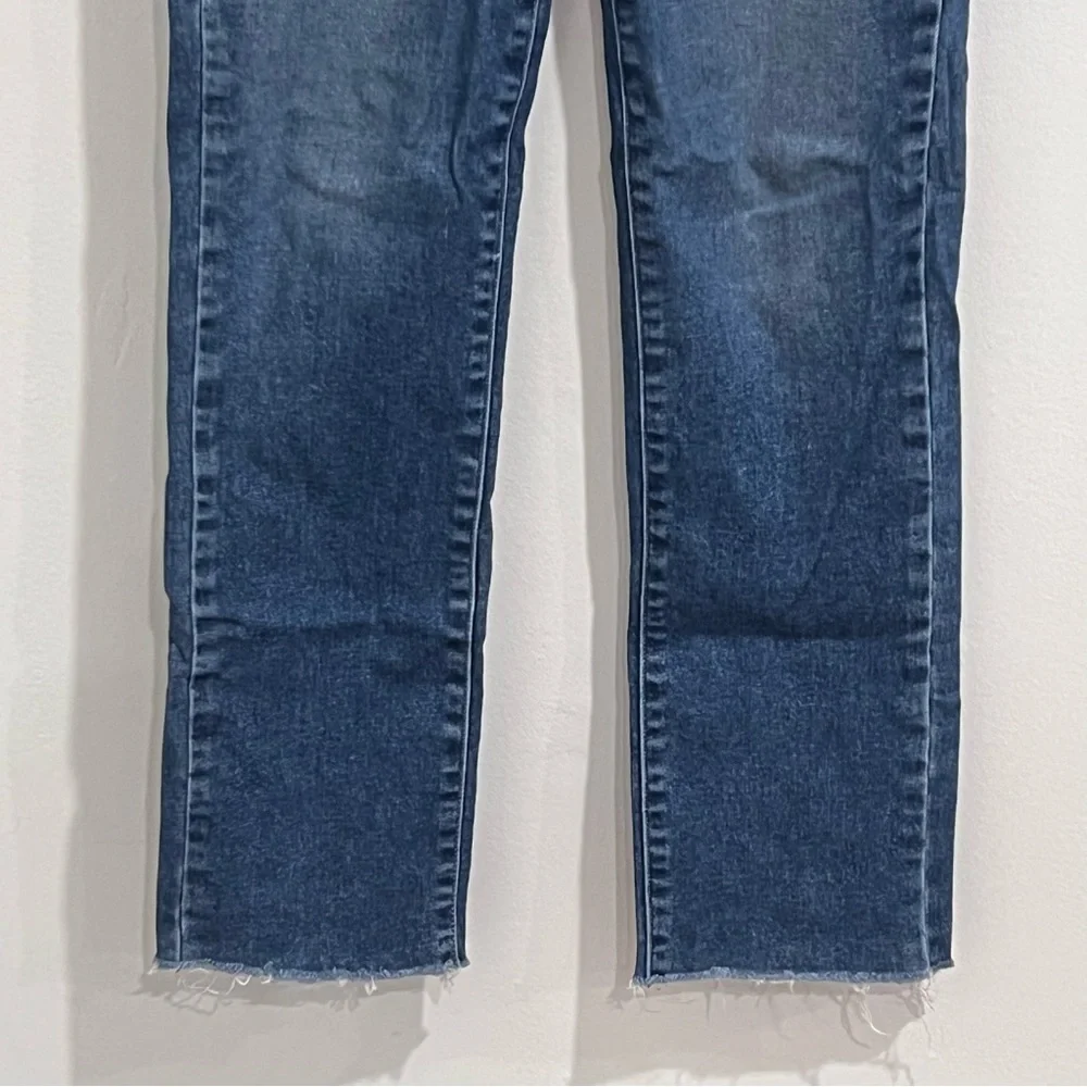 EUC Paige Jacqueline Unfinished Hem Straight Leg Jeans in Axel Wash