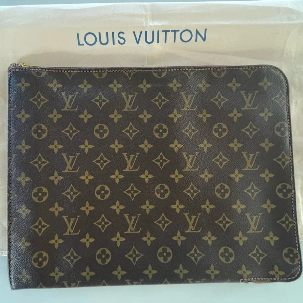 Louis Vuitton Laptop Sleeve Pouch Vintage 1982 Monogram Poche Document Portfolio