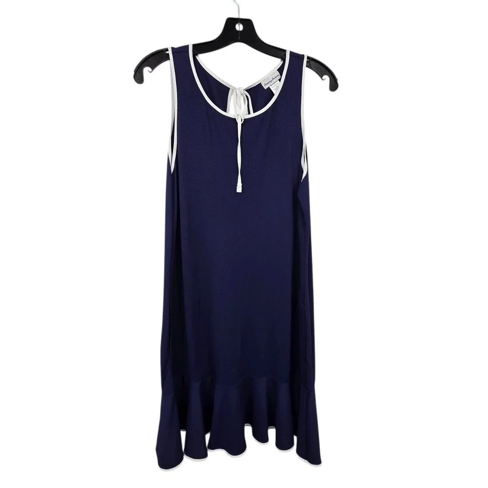 Tommy Bahama Island Cays Cabana flounce Dress Women's XL Navy Beach Coverup EUC