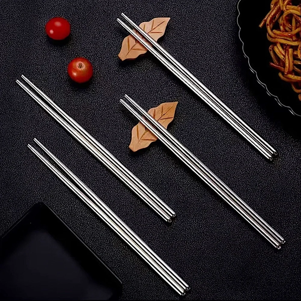 Stainless Steel Lot of 4 Pairs Reusable Food Utensil Chopsticks.