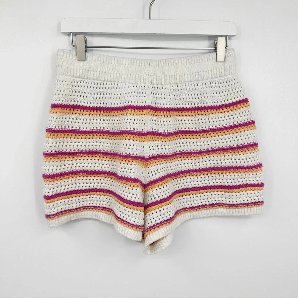 Old Navy Crochet Knit Shorts Size Medium Boho Striped Beach Festival