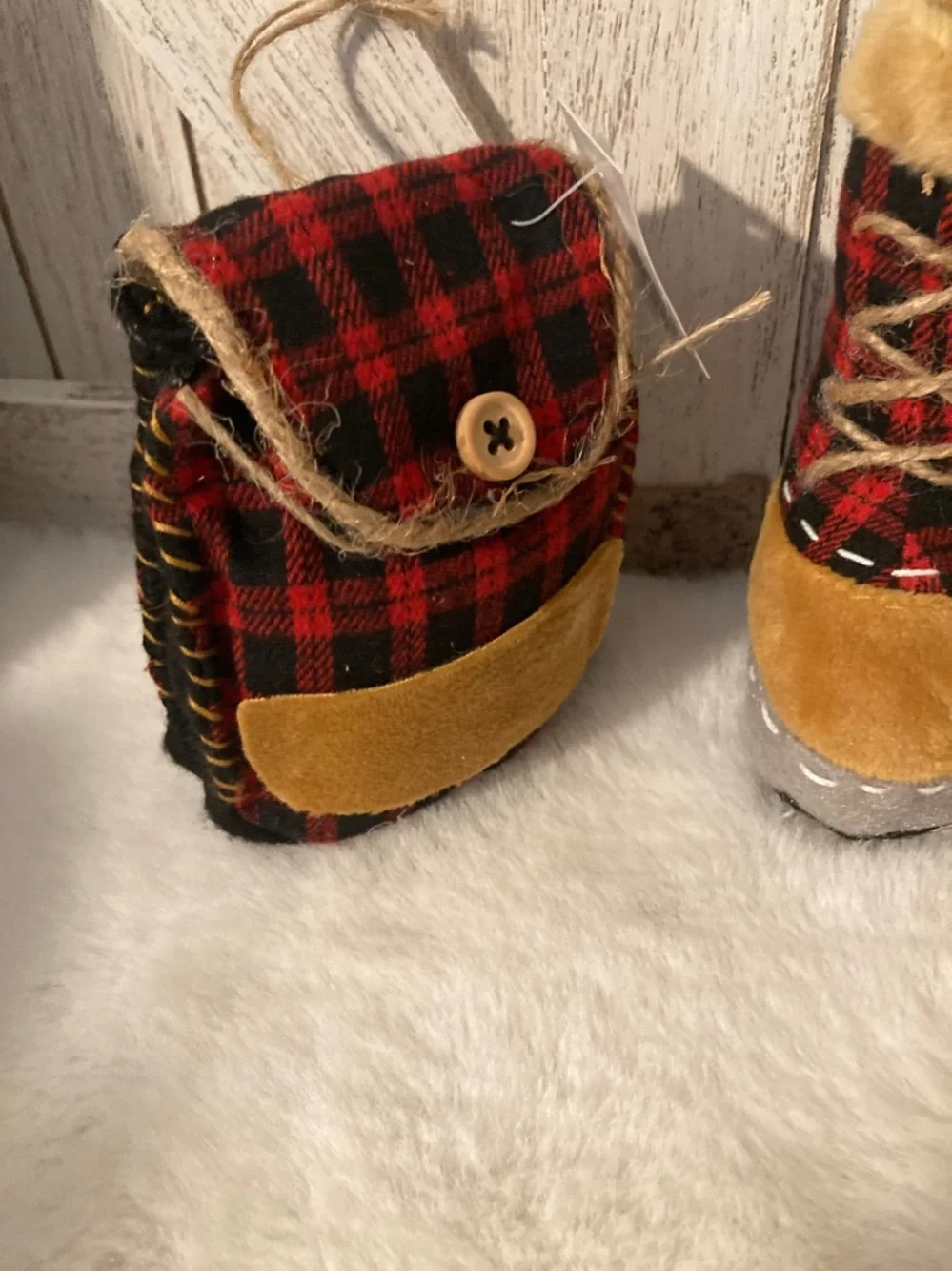 Buffalo Check Backpack, Boots and Hat Ornaments