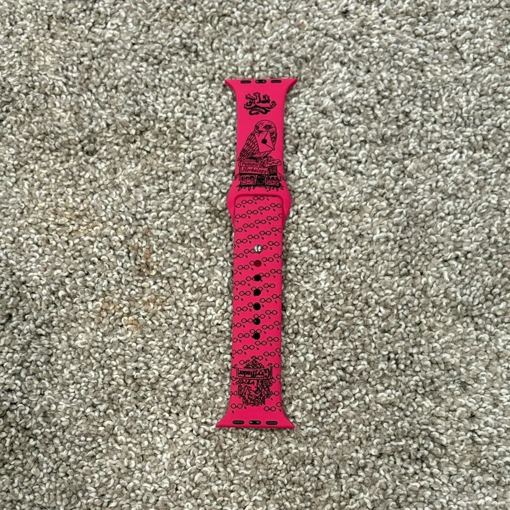 Pink Decorative Silicone Apple Watch Band with Graphic Print