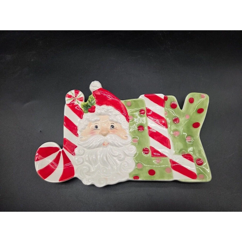 Fitz And Floyd Christmas Santa Jolly Snack Therapy Wall Hanging Tray 2009